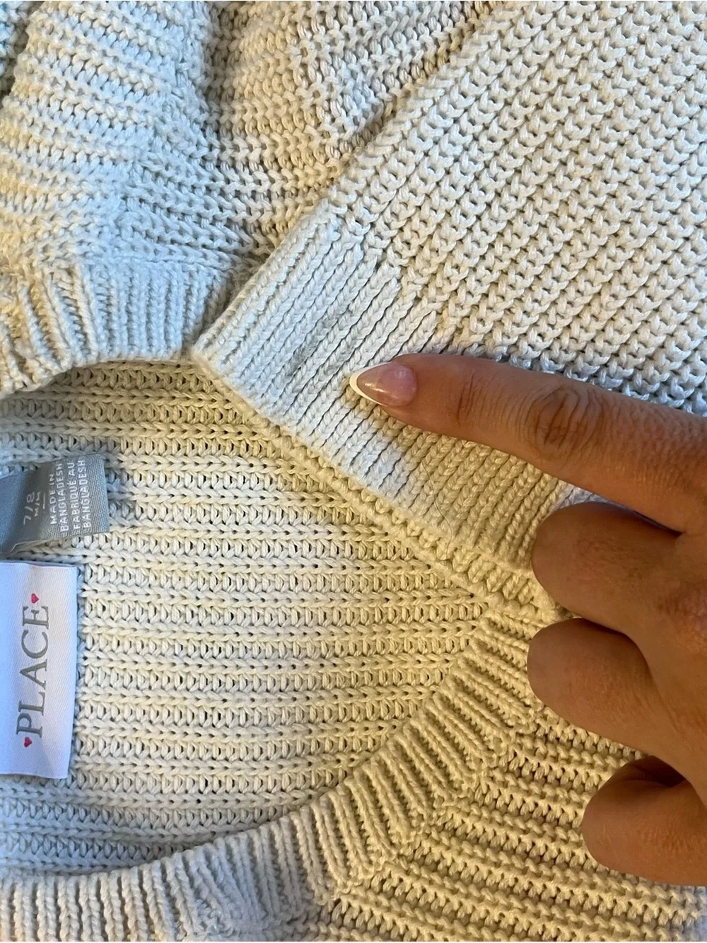 White Crewneck Sweater with Rainbow Stripes - girls